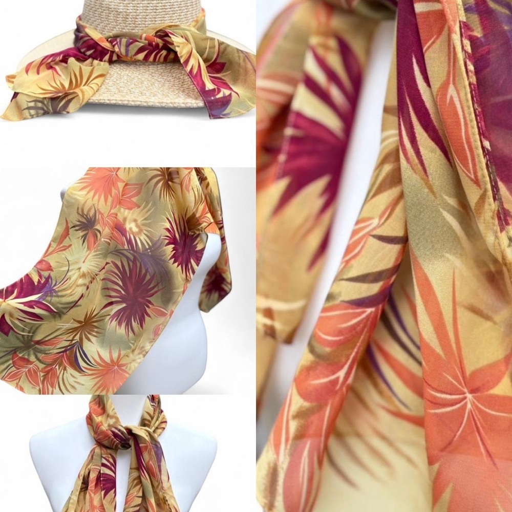Vintage Floral Print Scarf - Yellow & Coral
